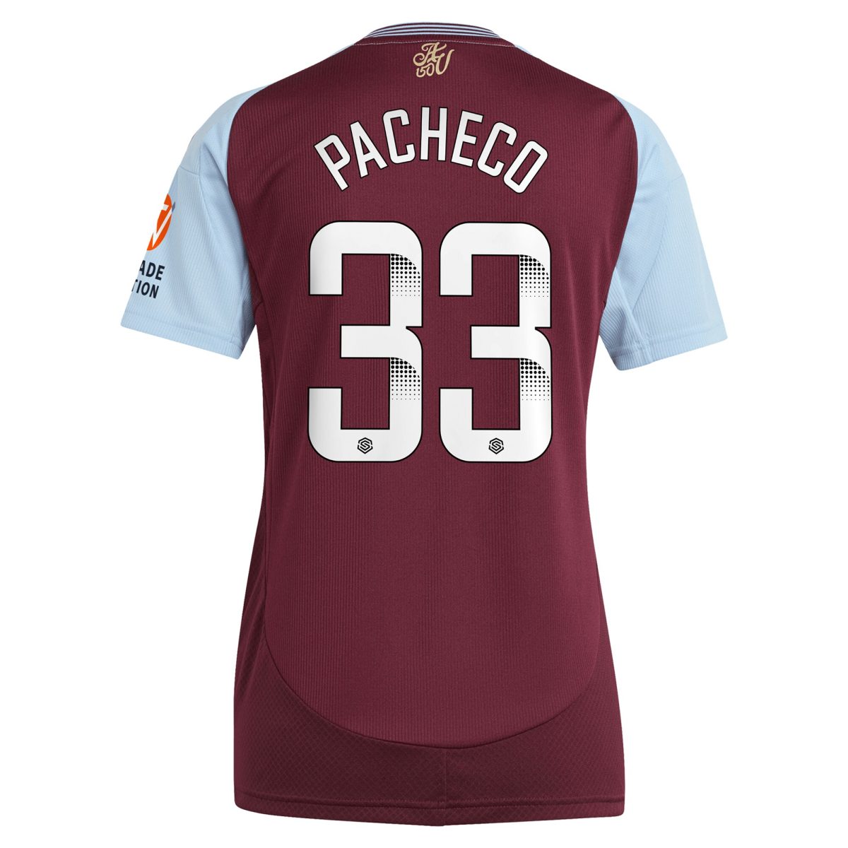 aston villa wsl adidas home shirt 2024-25 – womens with pacheco 33 printing Collection | Authentic Aston Villa Shirts