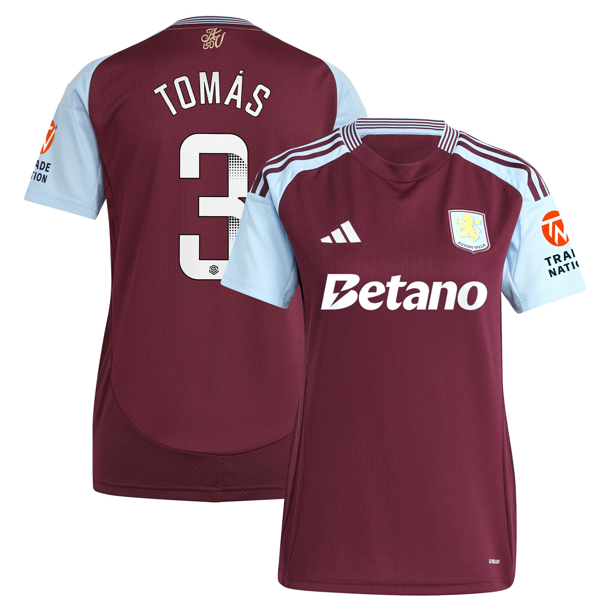 aston villa wsl adidas home shirt 2024-25 – womens with tomás 3 printing Collection | Authentic Aston Villa Shirts