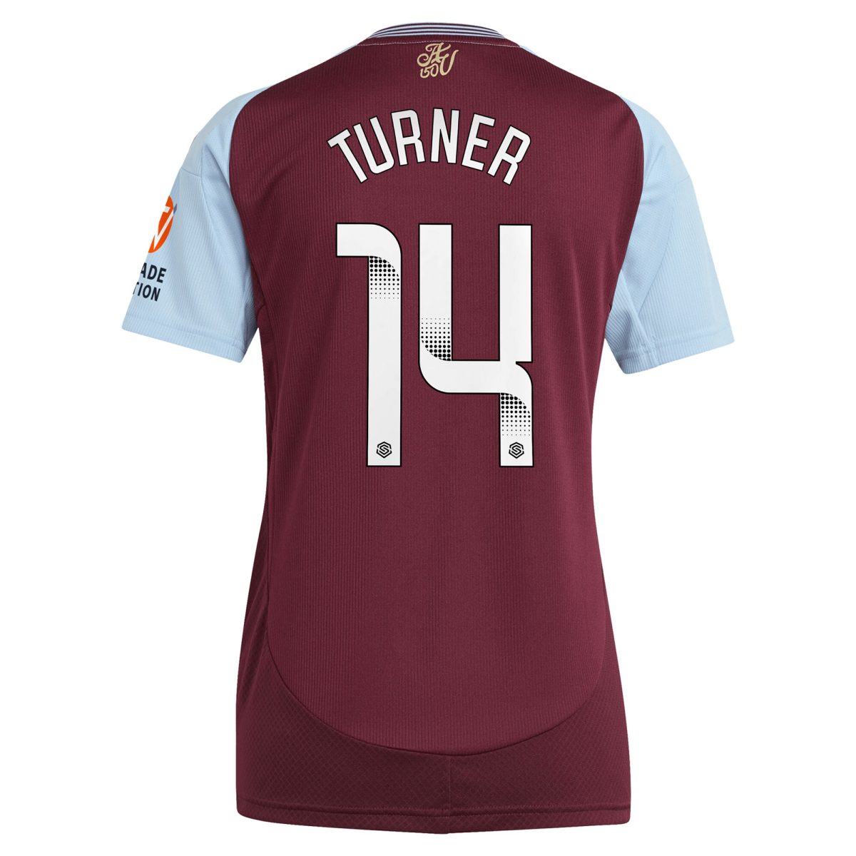 aston villa wsl adidas home shirt 2024-25 – womens with turner 14 printing Collection | Authentic Aston Villa Shirts