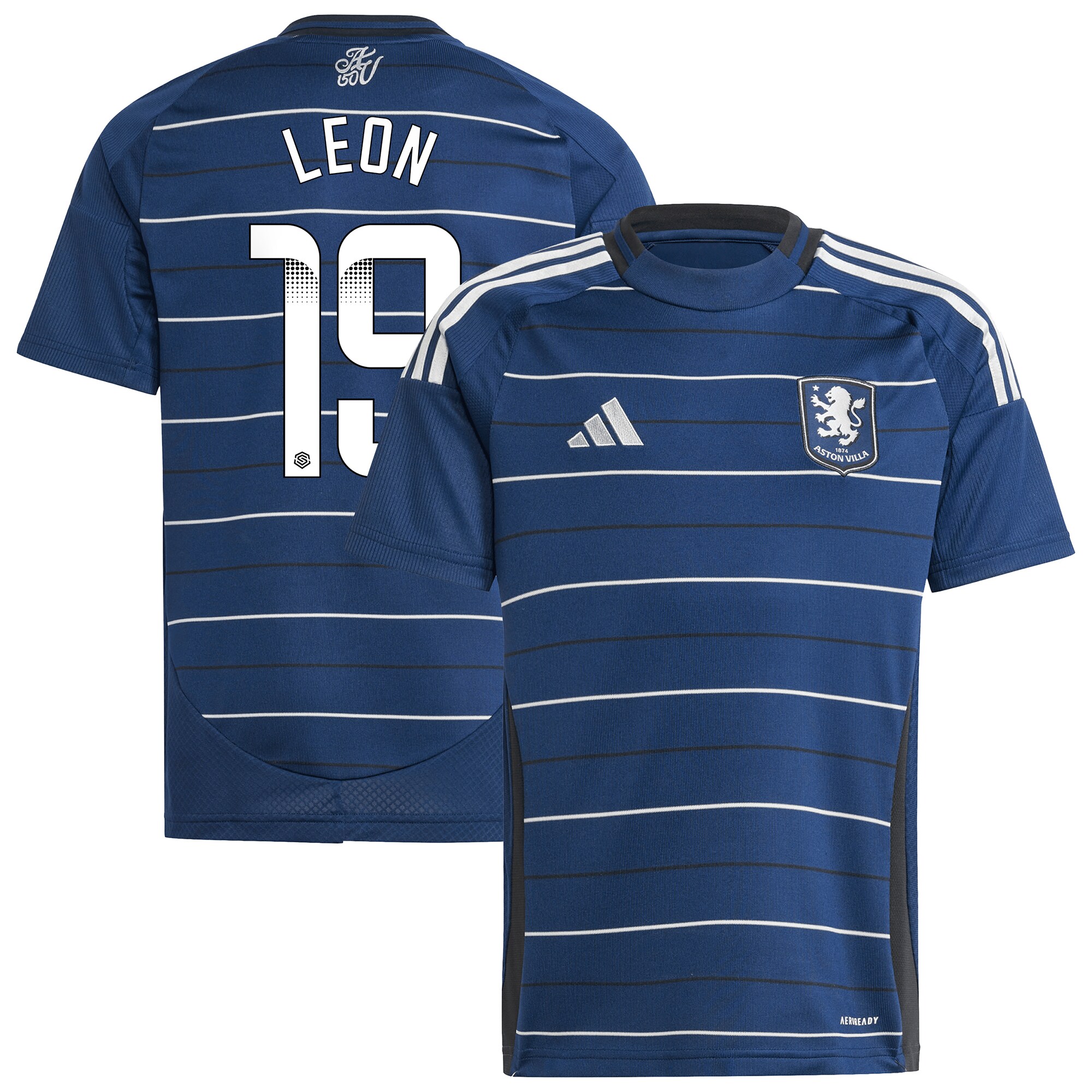 aston villa wsl adidas third shirt 2024-25 – kids with leon 19 printing Collection | Authentic Aston Villa Shirts