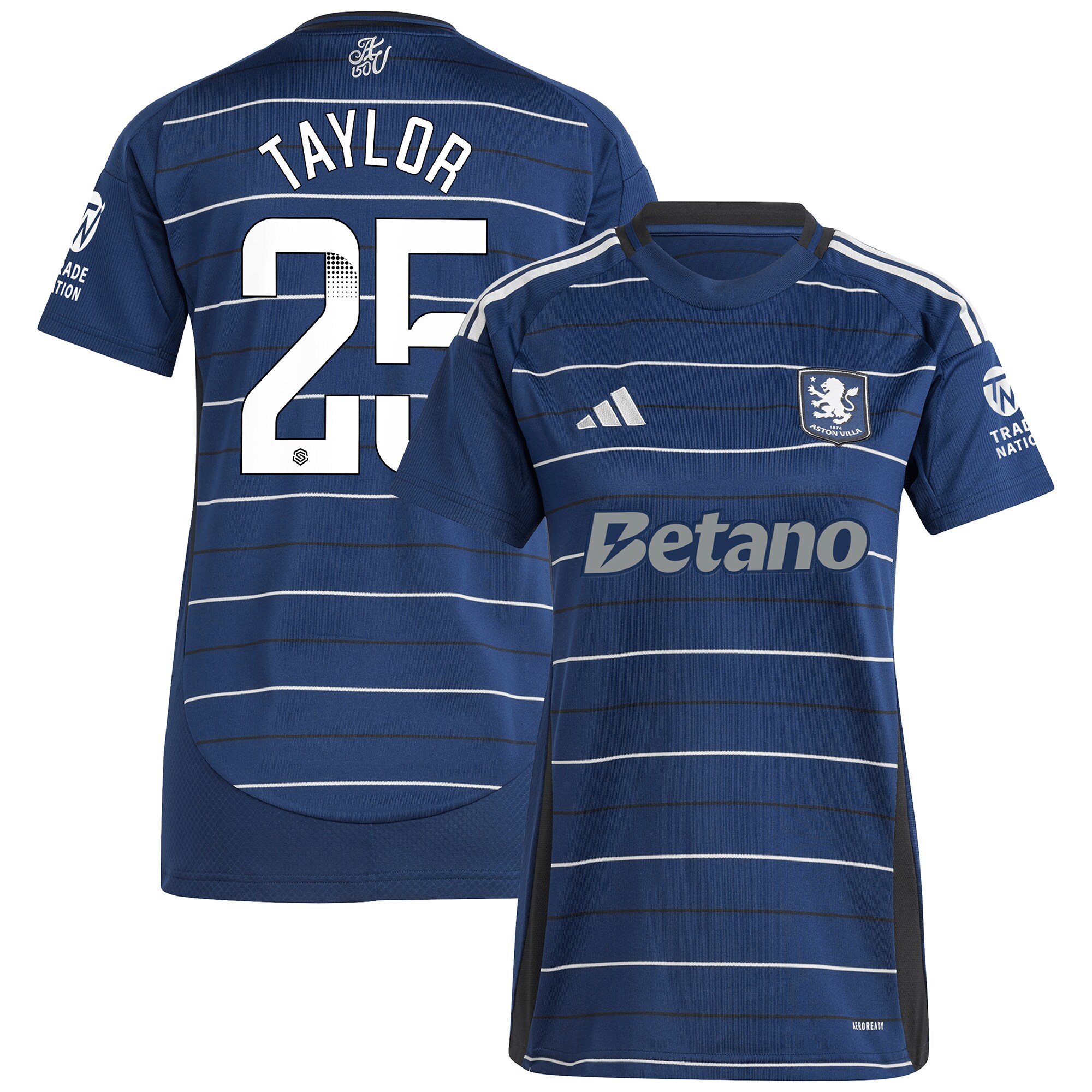 aston villa wsl adidas third shirt 2024-25 – womens with taylor 25 printing Collection | Authentic Aston Villa Shirts